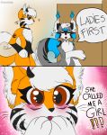  blush canine casual_nudity cat comic dragon duo english_text feline female fox girly humor inside kaarosu_(character) lady_(disambiguation) loren_(character) male mammal meme rupninja_(artist) speech_bubble tears text 