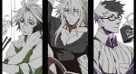  antenna_hair arm_up casual cellphone closed_mouth contemporary cup fate/apocrypha fate/grand_order fate_(series) glasses male_focus mine_(odasol) mug multicolored_hair multiple_boys open_mouth pectorals phone red_eyes sieg_(fate/apocrypha) siegfried_(fate) sigurd_(fate/grand_order) simple_background sleeves_rolled_up smartphone split_screen sweater two-tone_hair white_background 