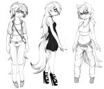  2018 anthro blush breasts cigarette clothing costume crop_top dress equine female footwear high_heels horse mammal midriff monochrome my_little_pony navel nipple_bulge pigeon_toed pony replica_(artist) replica_(oc) shirt shoes 