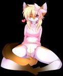  &lt;3 3_toes amber_eyes anthro black_background black_nose blonde_hair bottomless bow canine clothed clothing countershading cute diaper dipstick_tail ears_up female fluffy fluffy_tail fox fur hair hoodie inviting long_hair looking_at_viewer mammal multicolored_tail one_eye_closed orange_fur perked_ears simple_background skaiahart solo spread_legs spreading toes white_countershading white_fur wink 