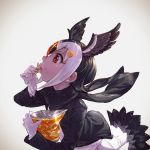  atlantic_puffin_(kemono_friends) bangs bird_tail bird_wings black_hair black_jacket black_scarf blonde_hair bright_pupils chips commentary_request eating eyebrows_visible_through_hair feathered_wings food from_side gloves head_wings highres jacket japari_chips kemono_friends long_sleeves multicolored_hair nose open_clothes open_jacket potato_chips profile realistic red_eyes red_hair scarf short_hair solo takami_masahiro upper_body white_gloves white_hair white_pupils wings 