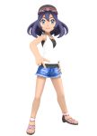  3d baseball_cap blue_eyes creatures_(company) dark_skin game_freak hat model nintendo pokemon pokemon_(game) pokemon_sm purple_hair shorts sina_(pokemon) smile 