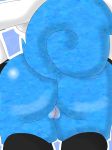  2018 anthro big_butt bottomless breasts butt canine clothed clothing curled_tail digital_drawing_(artwork) digital_media_(artwork) female fluffy fluffy_tail fur hands_on_hips hoodie huge_booty huge_butt invalid_tag lucario mammal nintendo nude pok&eacute;mon pok&eacute;mon_(species) pussy rear_view shiny simple_background solo standing thick_thighs traashmann video_games voluptuous wide_hips 