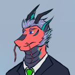  anthro antifreeze clothing dragon headshot icon low_res male necktie solo suit tsubasa_(antifreeze) 