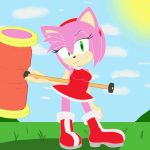  2d_animation amy_rose animated anthro clothed clothing female flashing hi_res kamikiller panties solo sonic_(series) underwear wind 