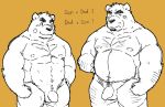  abs balls bear big_eyebrows censored father father_and_son goujuyu male mammal musclegut muscular parent pecs penis son 