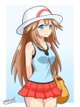  1girl blue_(pokemon) brown_hair creatures_(company) game_freak hat nintendo pokemon skirt solo yensh 
