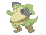  anthro belly belt big_belly boots cannon canson clothed clothing crocodilian donkey_kong_(series) footwear kannon kremling male mostly_nude musclegut muscular muscular_male navel nintendo nipples overweight overweight_male pirate pirate_hat ranged_weapon reptile scalie simple_background solo topless video_games weapon white_background 