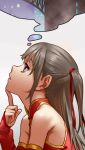  :o alice_(as109) as109 bangs bare_shoulders blue_eyes chinese_clothes commentary_request detached_sleeves eyelashes finger_to_chin from_side grey_hair hair_ribbon imagining index_finger_raised long_hair looking_away looking_up official_art one_side_up original parted_lips profile red_ribbon ribbon silver_hair solo thought_bubble toggles upper_body 