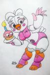  anthro avian big_eyes bird blush chicken clothing female five_nights_at_freddy&#039;s freddy_fazbear&#039;s_pizzeria_simulator funtime_chica_(fnaf) pillothestar pose slightly_chubby smile thick_thighs ultimate_custom_night video_games wide_hips 