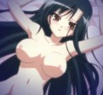  00s 1girl animated animated_gif bed black_hair bouncing_breasts breasts cropped kan&#039;u koihime_musou large_breasts long_hair nipples nude 
