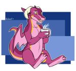  beverage coffee cup dragon horn nameless00 scalie small_wings solo wings 