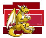  beverage claws coffee cup dragon horn nameless00 red_eyes scales scalie solo western_dragon wings 