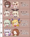  ahoge amatsukaze_(kantai_collection) aqua_hair bad_id bad_pixiv_id beads blonde_hair blue_eyes braid brown_eyes brown_hair closed_eyes commentary_request crossover dragon_horns einhart_stratos empty_eyes face fang flower hair_beads hair_flaps hair_flower hair_ornament hair_tubes hairband hat heart heart_in_mouth heterochromia horns kanna_kamui kantai_collection kobayashi-san_chi_no_maidragon lavender_hair lyrical_nanoha mahou_shoujo_lyrical_nanoha_vivid male-female_symbol mars_symbol multiple_crossover multiple_girls musouzuki open_mouth partial_commentary pink_hair ponytail red_eyes remodel_(kantai_collection) ribbon saikawa_riko shigure_(kantai_collection) shimakaze_(kantai_collection) smile translation_request twintails two_side_up venus_symbol vivio yuudachi_(kantai_collection) 