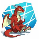  beverage claws coffee dragon horn nameless00 scales scalie solo western_dragon wings 
