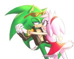  amy_rose anthro archie_comics clothing di-dash duo eye_contact female gloves hand_holding hedgehog male male/female mammal scourge_the_hedgehog simple_background sonic_(series) video_games 