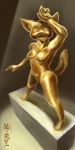  breasts bronze canine female fox hanagasa hi_res looking_at_viewer mammal nipples petrification sculpture solo statue 