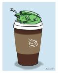  beverage coffee cute dragon horn micro nameless00 scalie sleeping small_(disambiguation) solo sound_effects western_dragon zzz 