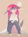  2018 anthro blush breasts butt dragon electrycpynk electrycpynk_(character) female hair pink_hair pussy signature simple_background solo 