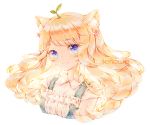  animal_ear_fluff animal_ears backlighting bangs blonde_hair blue_eyes cat_ears collared_shirt commission flower hair_flower hair_ornament headshot long_hair original plant plant_on_head shirt short_sleeves smile tonowa transparent_background upper_body whisker_markings 