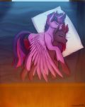  2018 bed bedroom broken_horn crimsonwolf360 cuddling cute cutie_mark duo embrace equine eye_scar eyebrows eyelashes eyes_closed feathered_wings feathers female female/female feral fizzlepop_berrytwist_(mlp) friendship_is_magic hair hi_res hooves horn inside lying mammal multicolored_hair my_little_pony my_little_pony_the_movie nude on_bed on_side pillow pink_hair purple_feathers scar signature sleeping smile tempest_shadow_(mlp) twilight_sparkle_(mlp) unicorn winged_unicorn wings 