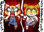  aggressive_retsuko angry anthro clothing digital_media_(artwork) english_text female hair hi_res human looking_at_viewer mammal pop_team_epic popuko retsuko speech_bubble teeth text thewill yelling 