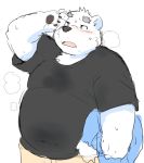  12beat13 2016 anthro bear belly blush fur male mammal overweight overweight_male polar_bear shirane_kan simple_background solo sweat utau white_background white_fur 