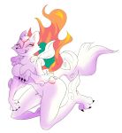  amaterasu anthro breasts canine coin deity eyes_closed female fire fur hi_res mammal norithecat paws solo tongue video_games white_fur wolf ōkami 