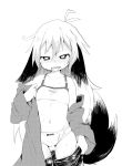  animal_ears blush bra commentary_request dog_ears dog_tail fang greyscale highres konachiu long_hair monochrome open_mouth original panties pants pants_pull rei-chan_(konachiu) sweat tail tears underwear undressing white_panties 