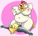  anthro avian beak belly big_belly big_breasts bird blush breast_grab breasts chicken cockatiel cockatoo cowgirl_position duo feathers female grandpaced hand_on_breast huge_breasts male male/female navel nipples nude obese obese_female on_top open_mouth orgasm overweight overweight_female parrot pussy sex simple_background thick_thighs tongue wide_hips wings 
