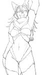  anthro bra breasts canine claws clothing dog ear_piercing eyes_closed fangs female fluffy hair husko husky inner_ear_fluff long_hair mammal monochrome open_mouth panties piercing scarf simple_background smile solo teeth toco_(artist) tongue underwear white_background 