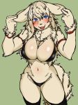  anthro big_breasts blue_eyes bra bracelet breasts canine cleavage clothed clothing digital_media_(artwork) female fluffy fur hair hi_res jewelry long_hair looking_at_viewer mammal navel necklace open_mouth panties simple_background smile solo standing tan_fur tan_hair toco_(artist) underwear 