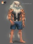  abs anthro anthrofied arcanine barefoot biceps canine claws clothed clothing dog front_view fur loretofaron male mammal mane muscular nintendo pecs pok&eacute;mon pok&eacute;mon_(species) pok&eacute;morph shorts simple_background solo standing suggestive toe_claws topless triceps video_games 