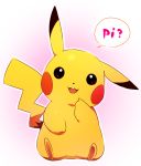  2012 ambiguous_gender cute dipstick_ears komegasi looking_at_viewer nintendo open_mouth open_smile outline pikachu pink_background pok&eacute;mon pok&eacute;mon_(species) red_cheeks simple_background smile solo speech_bubble video_games yellow_body 