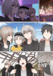  2girls amusement_park artoria_pendragon_(all) black_hair comic commentary disneyland eating fate/grand_order fate_(series) father_and_son fujimaru_ritsuka_(male) ginhaha hat jeanne_d'arc_(alter)_(fate) jeanne_d'arc_(fate)_(all) mother_and_son multiple_boys multiple_girls ponytail saber_alter short_hair silent_comic silver_hair smile yellow_eyes 
