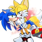  anthro blue_eyes canine clothing duo eye_contact fox gloves green_eyes hedgehog male mammal miles_prower nisibo25 sonic_(series) sonic_the_hedgehog video_games 