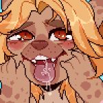  ahegao ambiguous_gender blush boon_digges bust_(disambiguation) hyena icon looking_pleasured low_res mammal pixel saliva solo spotted_hyena tiel 