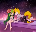  alien anthro barefoot canine cheroy clothing cosmo_the_seedrian duo female flora_fauna fox male mammal miles_prower plant seedrian sitting sonic_(series) video_games 
