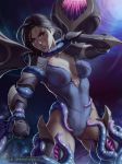  1girl bodysuit breasts female kai&#039;sa league_of_legends restrained tentacle themaestronoob watermark 