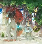  2018 ambiguous_gender anthro arthropod beautifly canine dessert digital_media_(artwork) flying food fur group hair hi_res ice_cream lucario mammal nintendo plant pok&eacute;mon pok&eacute;mon_(species) standing video_games wings zoroark ヒツジ 