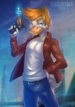  2018 5_fingers anthro avian bird blue_eyes digital_media_(artwork) duck eviloverlord0 holding_object holding_weapon male solo standing tlt_echelon weapon 