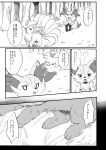  anthro blush braixen comic female feral greyscale hi_res japanese monochrome ninetales nintendo pok&eacute;mon pok&eacute;mon_(species) speech_bubble text translation_request video_games けもりぼん 