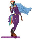  anthro clothing equine eyewear female friendship_is_magic gloves goggles hair invalid_tag mammal middle_finger mostlymlpanthroporn multicolored_hair my_little_pony rainbow_dash_(mlp) shadowbolt solo uniform wings 
