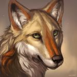  2017 canine digital_media_(artwork) feral fox fur headshot_portrait looking_at_viewer mammal orange_fur portrait shwonky simple_background white_fur yellow_fur 