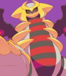  ambiguous_gender black_sclera claws close-up giratina hi_res legendary_pok&eacute;mon looking_at_viewer nintendo on_ice_(artist) open_mouth pok&eacute;mon pok&eacute;mon_(species) red_eyes solo tongue video_games 