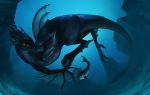  2018 ambiguous_gender blue_theme day detailed_background digital_media_(artwork) dragon duo feathered_dragon feathers feral fin fish marine outside shwonky 