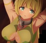  aqua_eyes blonde_hair breasts cleavage elf highres isekai_maou_to_shoukan_shoujo_dorei_majutsu pointy_ears screencap shera_l_greenwood stitched third-party_edit 