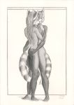  butt butt_grab eyes_closed female hand_on_butt male male/female mammal monochrome nude pencil_(disambiguation) red_panda romantic_couple syntech traditional_media_(artwork) 