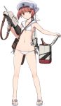  adapted_turret anchor ass_visible_through_thighs beer_bottle beret bikini bottle cooler full_body hat holding holding_weapon kantai_collection machinery mechanical_parts navel official_art red_eyes red_hair ribbon sailor_bikini sailor_collar sandals shimada_fumikane side-tie_bikini smile smiley_face solo standing strap string_bikini swimsuit swimwear thigh_gap thighs transparent_background trigger_discipline weapon white_bikini white_hat z3_max_schultz_(kantai_collection) 