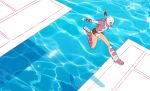  commentary english_commentary gurihiru gwen_poole gwenpool jumping leotard marvel mask pages pink_footwear pool shin_guards shoes smile sneakers superhero water 